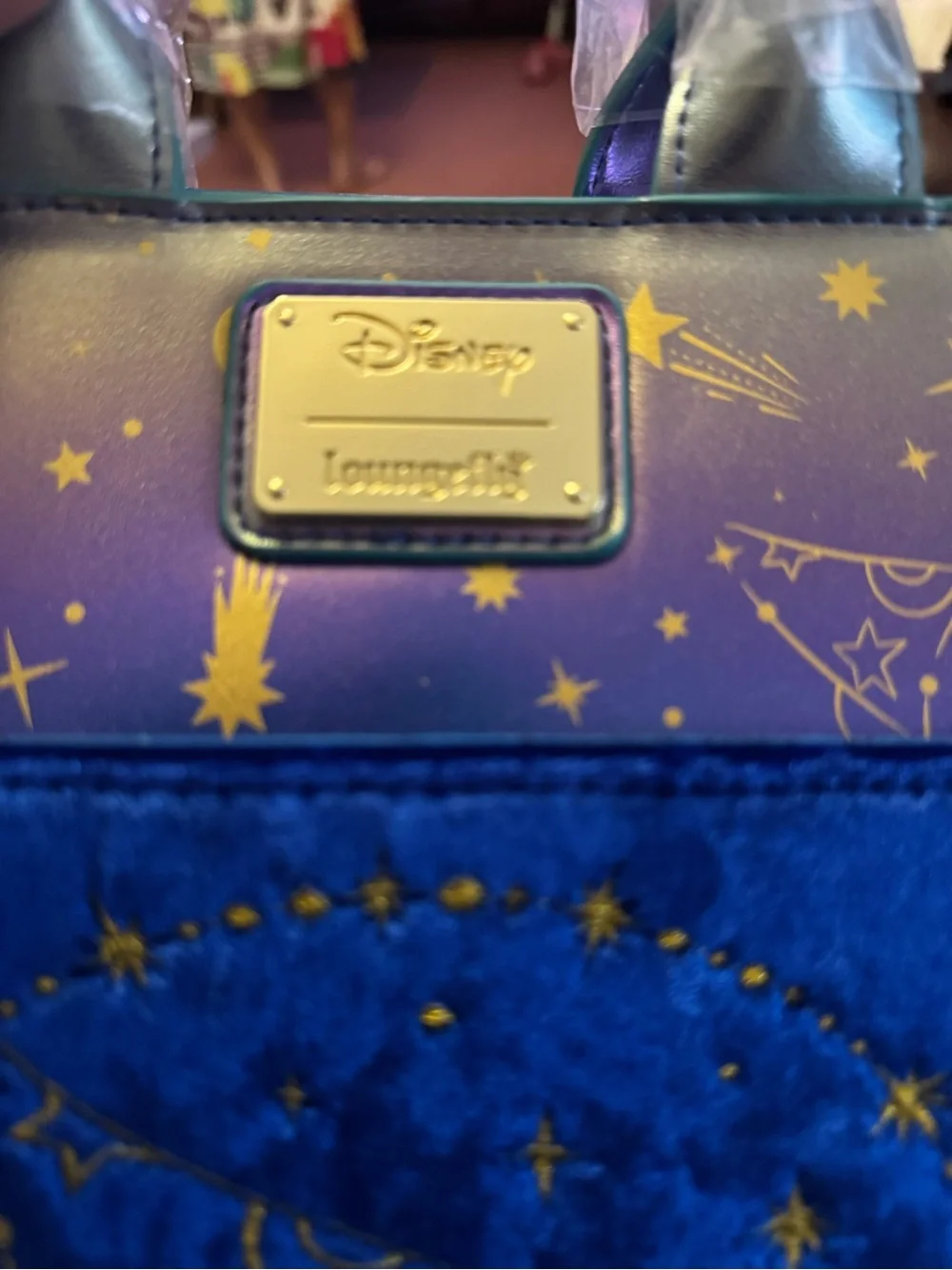 Loungefly Iridescent Blue-Purple Sorcerer Mickey Velvet Satchel